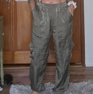 Gray Graphic Tee and Olive Cargo Pants